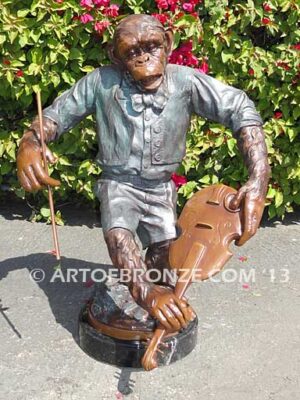 Chimp Musical Violin special edition, gallery quality chimpanzee standing on foot holding violin