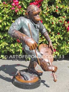 Chimp Musical Violin special edition, gallery quality chimpanzee standing on foot holding violin