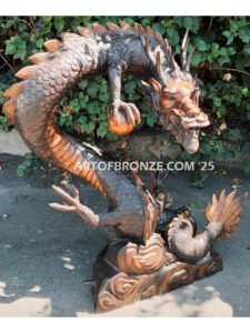 Chinese dragons, loong, long or lung special edition, monumental outdoor dragon holding pearl