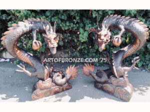 Chinese dragons, loong, long or lung special edition, monumental outdoor dragon holding pearl