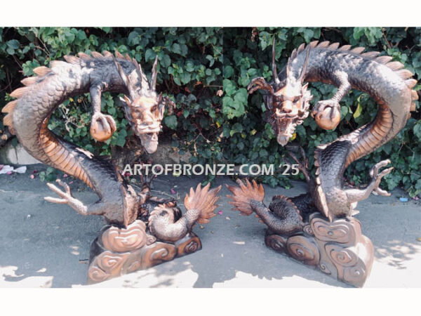 Chinese dragons, loong, long or lung special edition, monumental outdoor dragon holding pearl