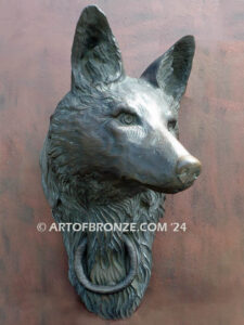 Coyoted door knocker bronze life-size custom sound and decorative front entrance display