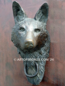 Coyoted door knocker bronze life-size custom sound and decorative front entrance display