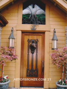Coyoted door knocker bronze life-size custom sound and decorative front entrance display