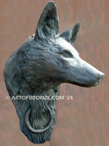 Coyoted door knocker bronze life-size custom sound and decorative front entrance display