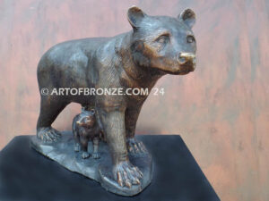 High-quality mother bear and cub bronze statue for indoor home and office display