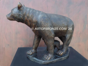 High-quality mother bear and cub bronze statue for indoor home and office display