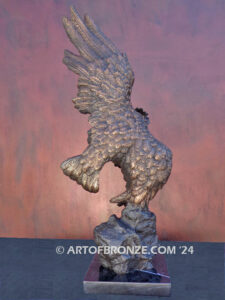 Bronze statue of bald eagle on custom marble base