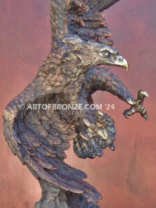 Bronze statue of bald eagle on custom marble base