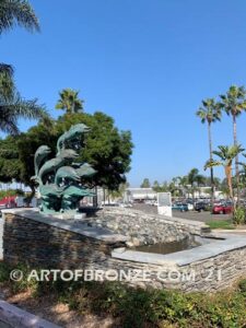 Dolphin Jubilation bronze Art in Public places monument of 11 eleven leaping dolphins over 10 ft. tall