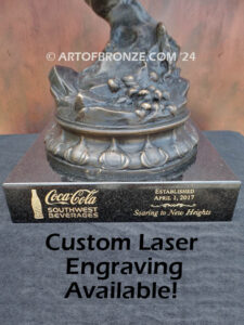 Eagle Award flying eagle bronze sculpture corporate award for Coca Cola on laser engraved base