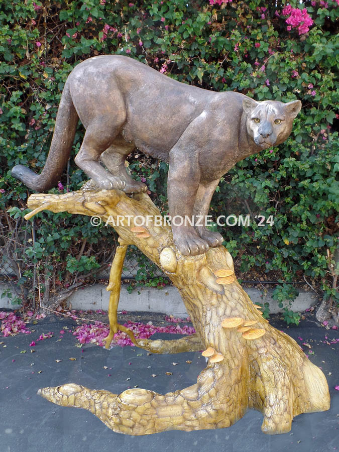 Ever Watchful high-quality outdoor monumental mountain lion bronze statue