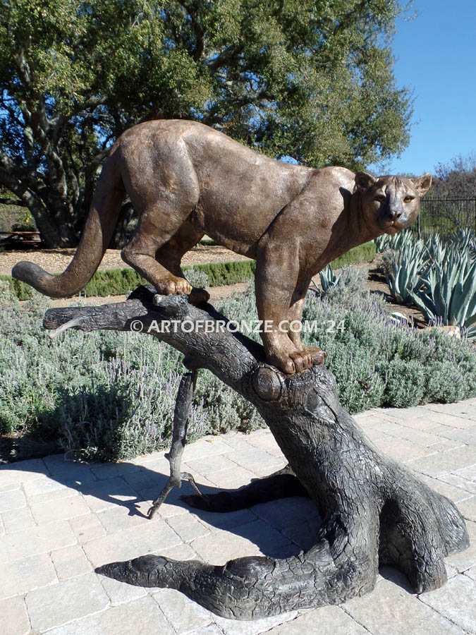 Ever Watchful high-quality outdoor monumental mountain lion bronze statue