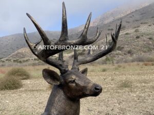 Forest Spirit high-quality bronze cast outdoor male & female monumental deer sculptures