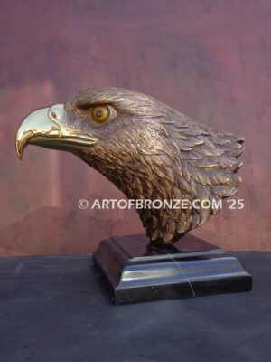 Freedom of the Sky beautiful bronze bald eagle bust sculpture with silver finish