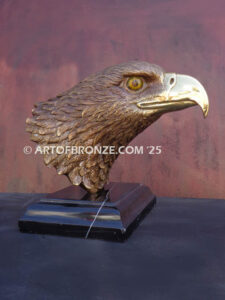 Freedom of the Sky beautiful bronze bald eagle bust sculpture with silver finish
