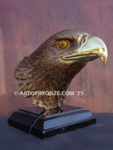 Freedom of the Sky beautiful bronze bald eagle bust sculpture with silver finish
