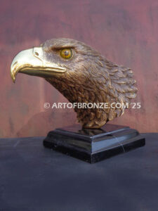 Freedom of the Sky beautiful bronze bald eagle bust sculpture with silver finish