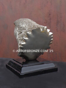 Freedom of the Sky beautiful bronze bald eagle bust sculpture with silver finish