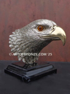 Freedom of the Sky beautiful bronze bald eagle bust sculpture with silver finish