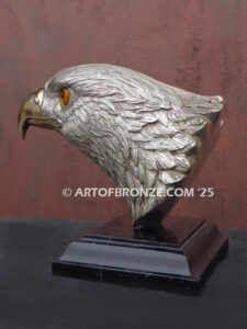 Freedom of the Sky beautiful bronze bald eagle bust sculpture with silver finish