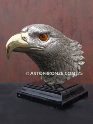 Freedom of the Sky beautiful bronze bald eagle bust sculpture with silver finish