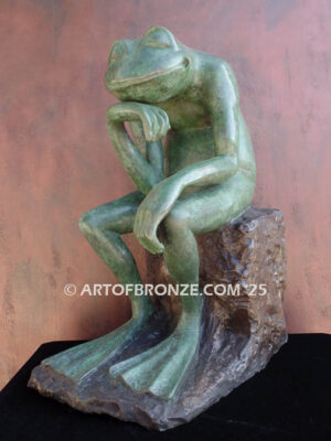 Frog Thinker bronze sculpture of frog deep in thought inspired from Auguste Rodin