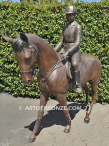Future Champions equestrian show jumper horse and girl rider bronze statue