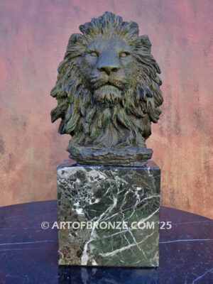 Limited edition lion bust bronze sculpture for private collector or corporate collection