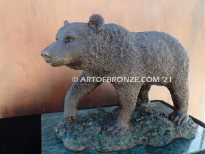 Grizzly Bear Walking special edition, gallery quality walking bear on bronze base