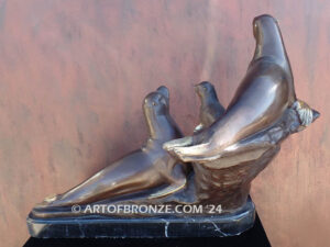 Harbor Patrol bronze seal family sculpture for gallery, museum or private collector