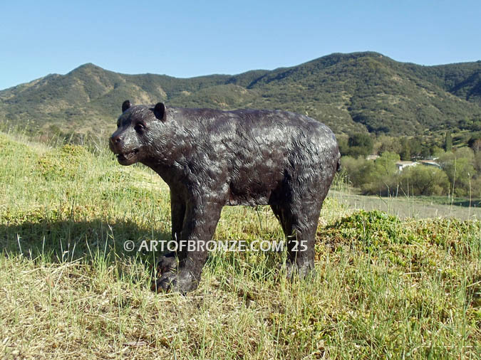 High Country King majestic, monumental outdoor bronze walking black bear statue