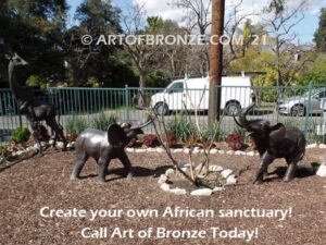 Hippo & Calf outdoor heroic bronze African hippo statue for outdoor display