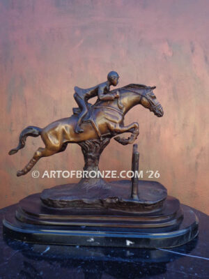 Hunt Seat show jumping bronze sculpture of hunter class, jumper class gift award