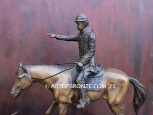 Hunting Day bronze sculpture of rider and scent hounds fox hunting
