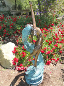 Inspirare bronze sculpture of exotic woman reaching to the heavens for private gallery or public display