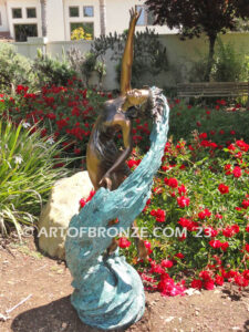 Inspirare bronze sculpture of exotic woman reaching to the heavens for private gallery or public display