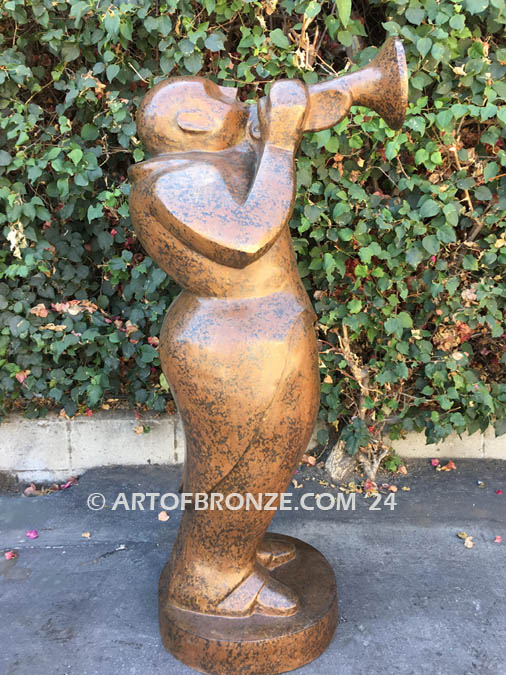 Jazz Call musical bronze sculpture featuring musician playing trumpet