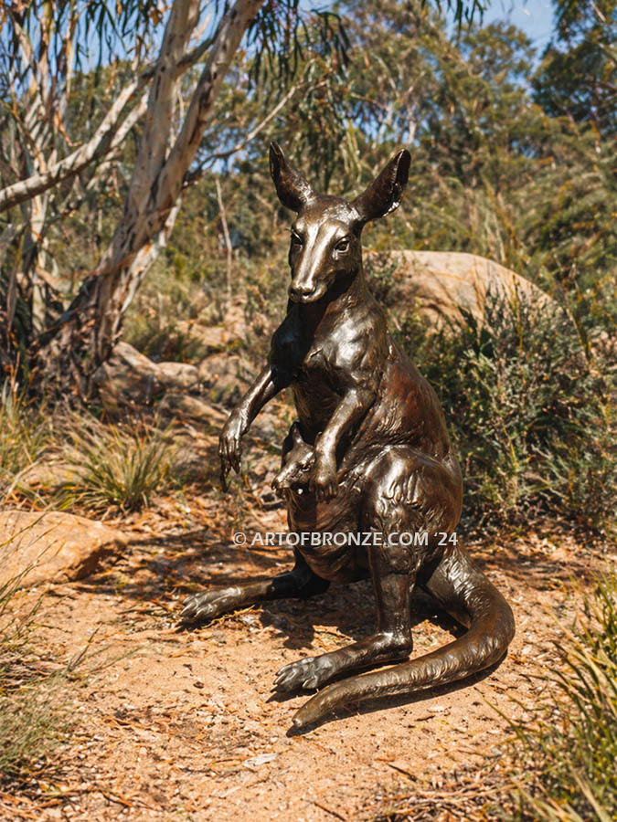 Kangaroo & Joey fine art gallery bronze sculpture Australian wildlife