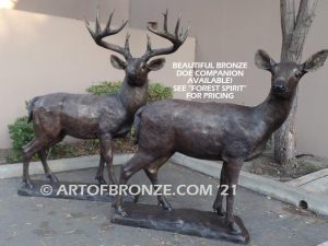 King of the Forest bronze buck sculpture of standing white-tailed deer outdoor monument