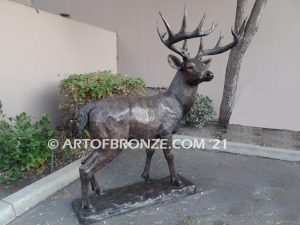 King of the Forest bronze buck sculpture of standing white-tailed deer outdoor monument