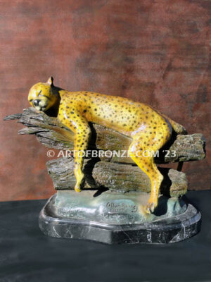 Lazy Afternoon high quality bronze cast indoor resting cheetah bronze statue