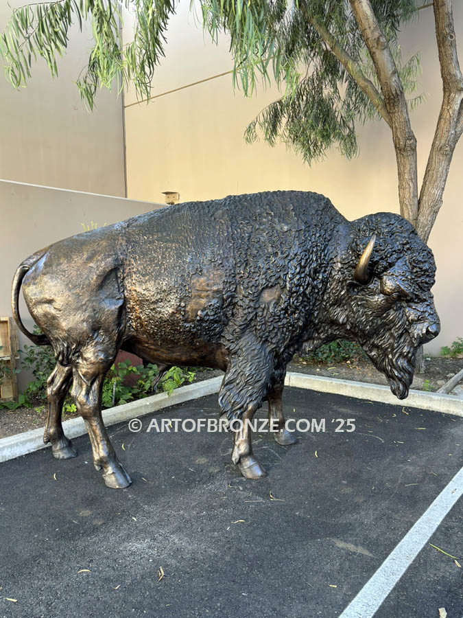Legend of the Plains standing life-size bison buffalo monumental bronze statue