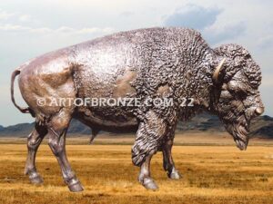 Legend of the Plains standing bronze bison monumental sculpture herd for school, corporate or private residence