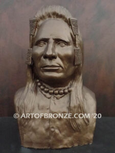 Little Brave bronze statue bust of George Armstrong Custer’s scout