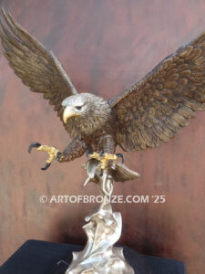Limited edition bronze attacking eagle sculpture for private collector or corporate collection