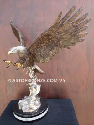 Limited edition bronze attacking eagle sculpture for private collector or corporate collection