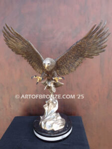 Limited edition bronze attacking eagle sculpture for private collector or corporate collection