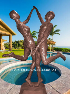 Lover Spirit bronze statue of modern/abstract dancing couple for private gallery or public display