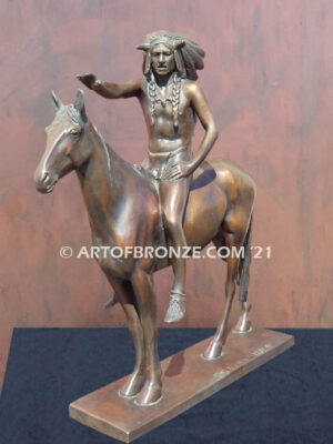 Medicine Man Native American on horse bronze statue after Cyrus Edwin Dallin